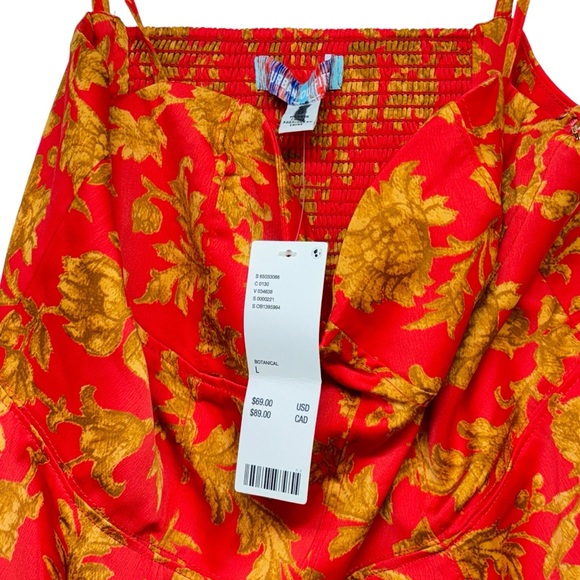 Urban Outfitters Orion Bustier Mini Dress Red Gold Floral Women's size Large NWT - Picture 6 of 15